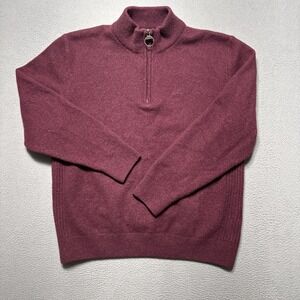 Barbour Tisbury 1/4 Zip Wool Silk Blend Sweater Mens XL Burgundy Ribbed Preppy